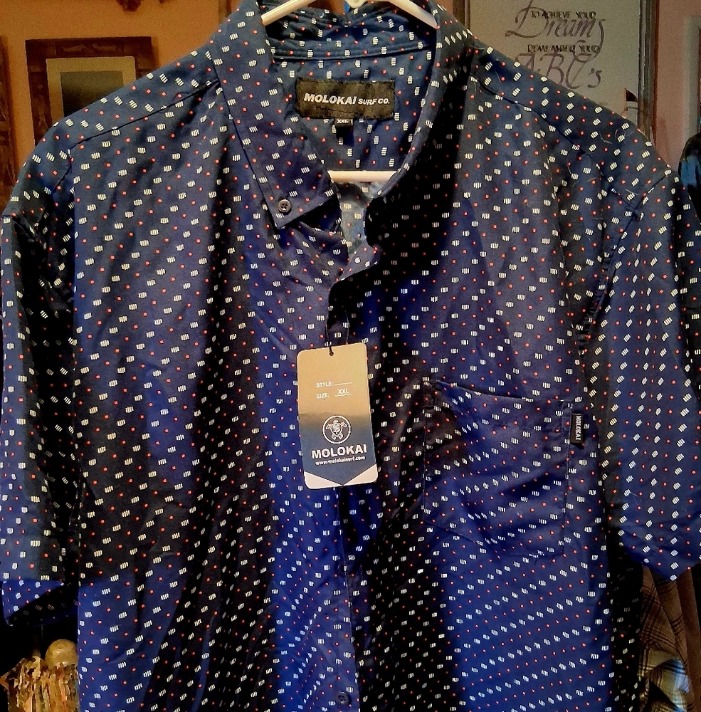 Men's Molokai Surf Co Blue Button Up Shirt